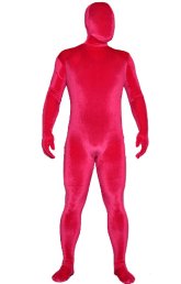 Bright Red Thick Velvet Spandex Zentai Full Bodysuit Bright Red Thick Velvet Spandex Zentai Full Bodysuit