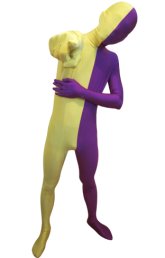 Split Zentai | Purple and Yellow Spandex Lycra Zentai Suit Split Zentai | Purple and Yellow Spandex Lycra Zentai Suit