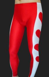 White and Red Heart Spandex Lycra Pants White and Red Heart Spandex Lycra Pants